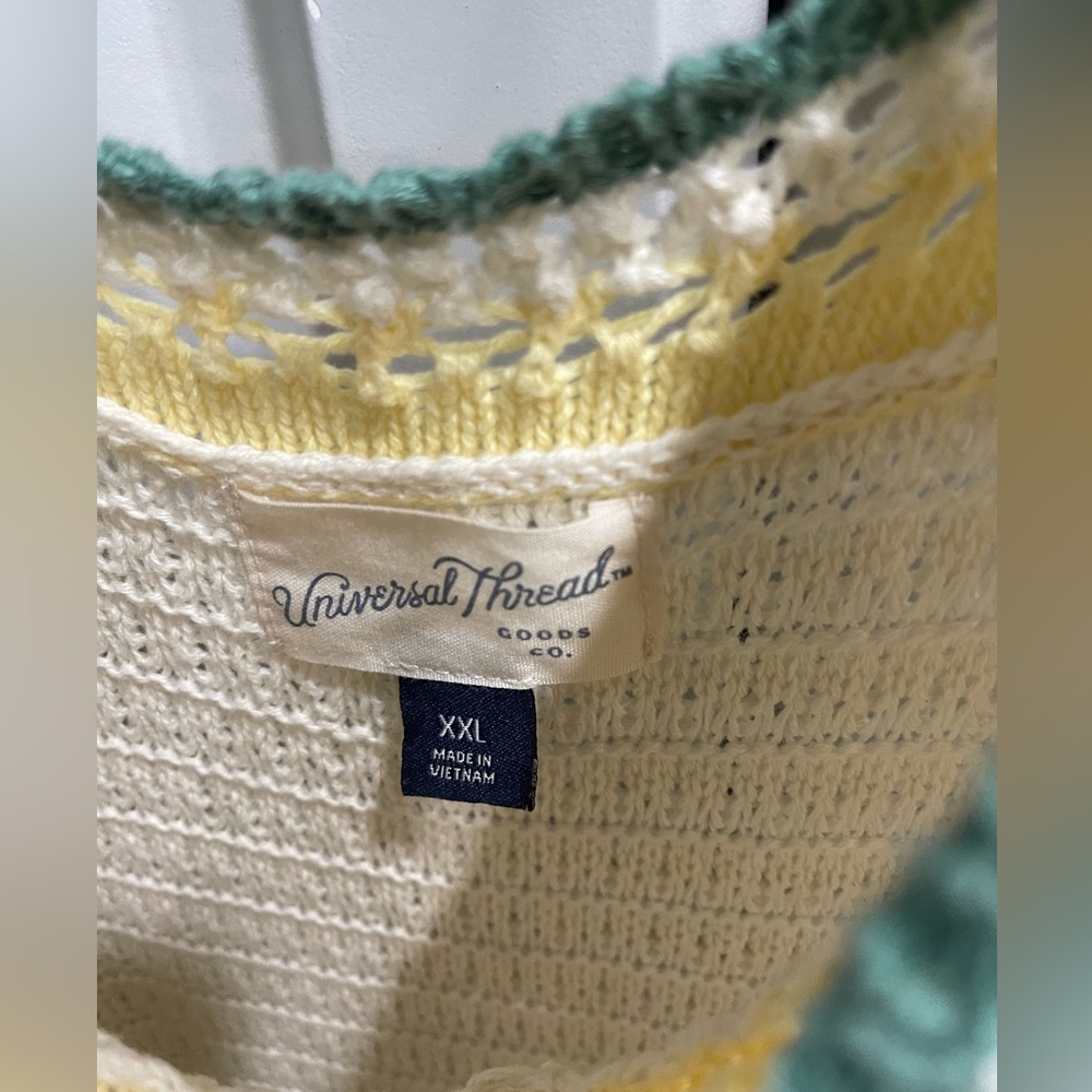 Universal Threads Elegant Yellow and Cream Crochet Dress 2X - Picture 5 of 11